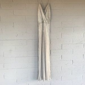 Gold shimmery spaghetti strap maxi dress!